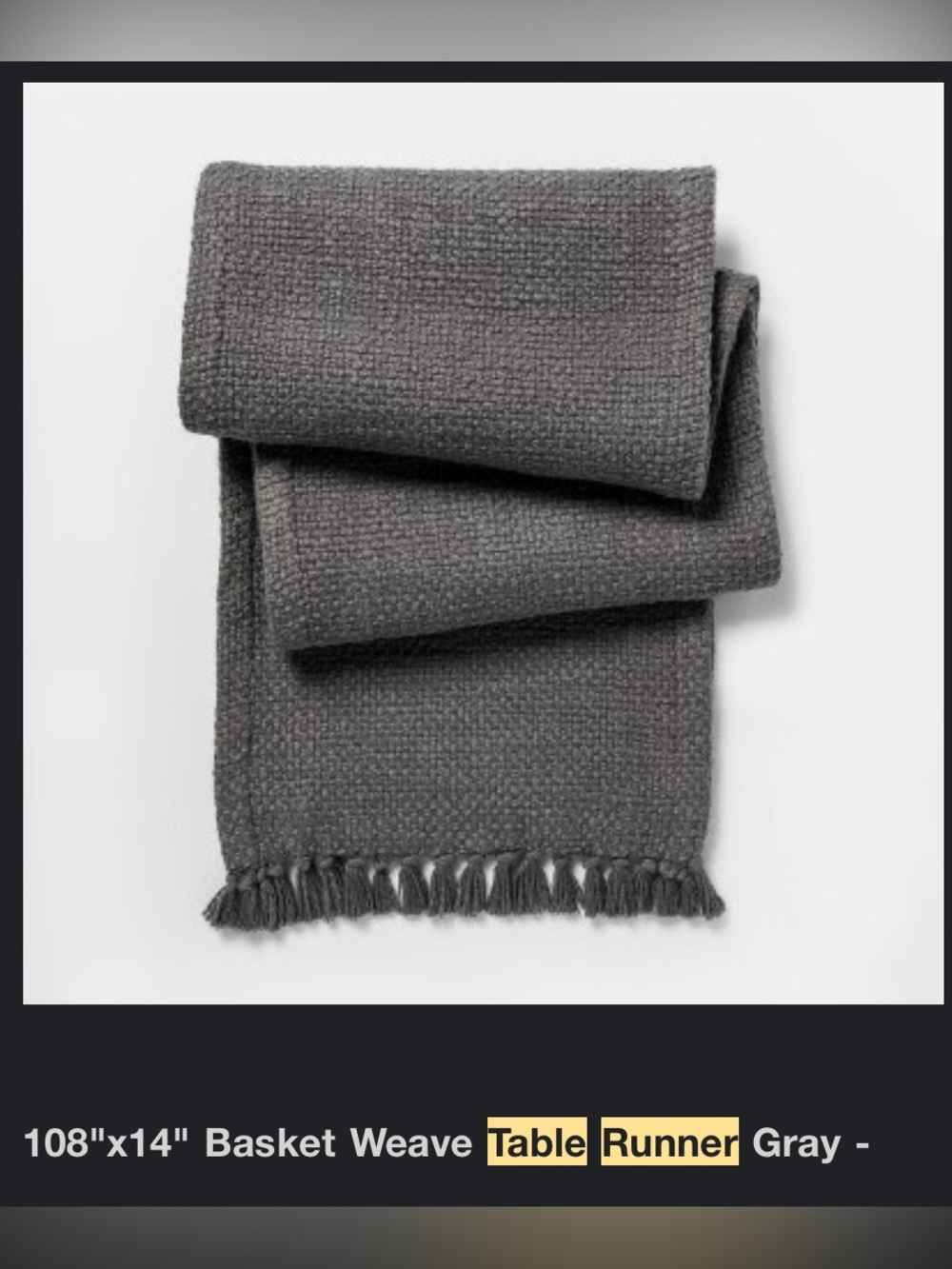 Threshold Basket Weave Table Runner— 108” x 14”